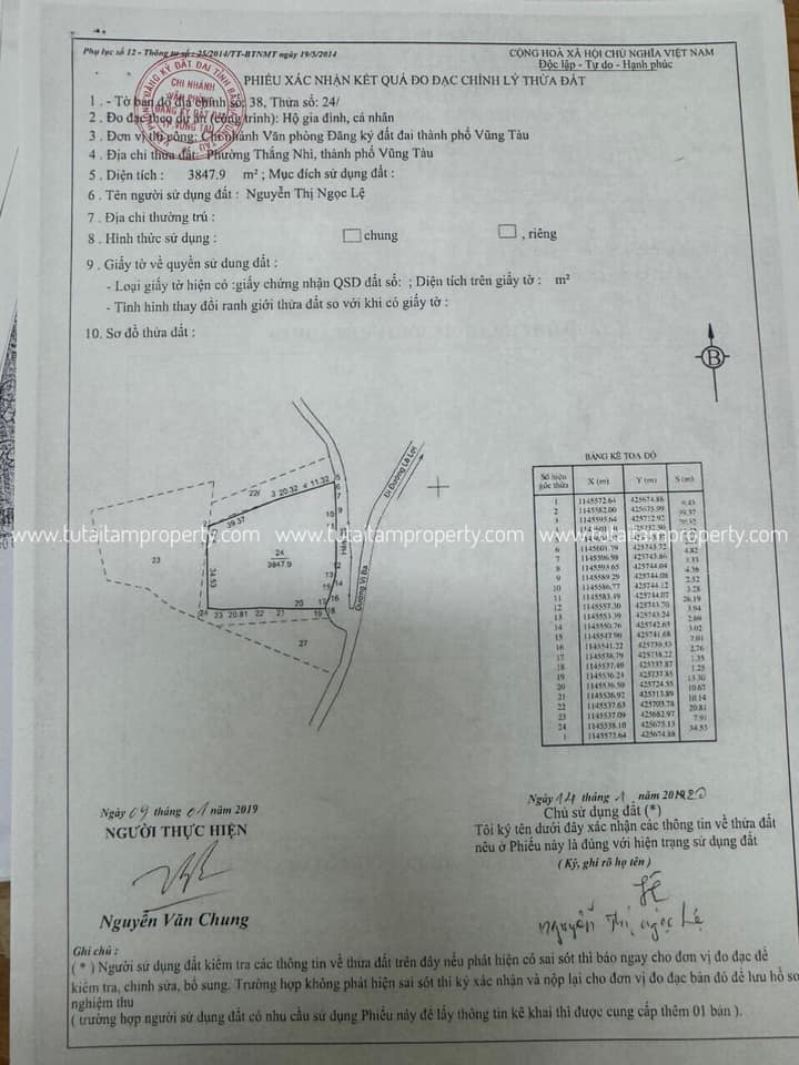 Đất Biệt Thự Đường Viba, Phường Thắng Nhì, Tp. Vũng Tàu. Diện tích 3444m2 Giá 32 tỷ.